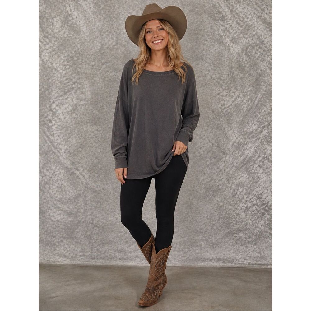 Peruvian Connection Tunic Long Sleeve Mineral Wash Pima Cotton Medium #784